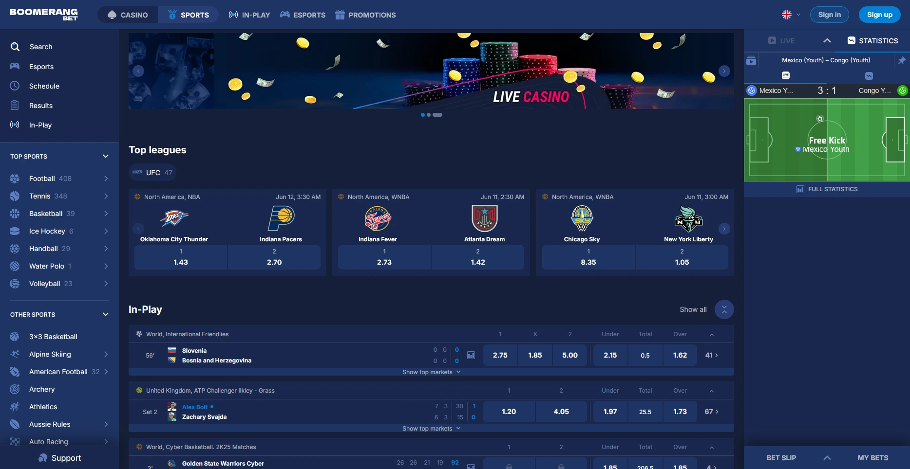 Boomerang fogadóiroda cashback bónusz rendszer